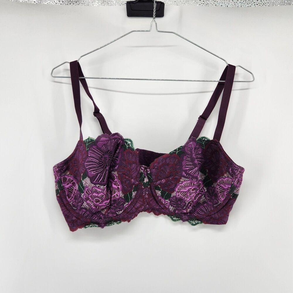 Adore Me 38DD Purple Floral Colete Contour Balconette Bra NWT